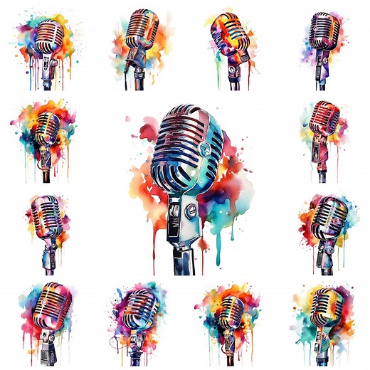 26 Microphone PNG Clipart Bundle, Watercolor Vintage Dynamic Vocal Microphone Images, Retro Professional Microphone Pictures, Commercial Use - Etsy
