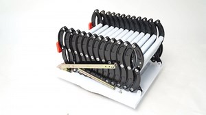 12 Steps Attic Ladder, Wall-Mounted Folding Stairs 10ft 880 LBS Capacity Pull Down Attic Stairs Retractable Loft Ladder Stair with Armrests for Attics Garages Roofs Basements