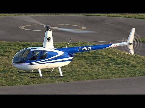 Robinson R44 Raven II takeoff, autorotation & landing at Nancy airport | helicopter