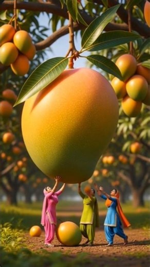 Miniature mango fruit juice | tiny panjabi women make giant fruit shake | hyper-realisttc art the