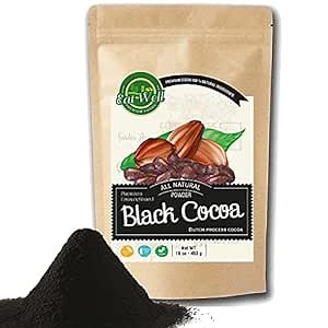 Eat Well Black Cocoa Powder 16 oz, Dutch-Processed Dark Cocoa Powder For Making Chocolate and Baking, Unsweetened Alkalized Dark Cocoa Powder in Reseable Bag, From 100% Natural Raw Cacao
