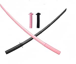 2 Piece 3D Printed Gravity Retractable Samurai Sword Plastic Toy - Perfect for Creative Stress Relief, Role Play and Gifts (Black + Pink)