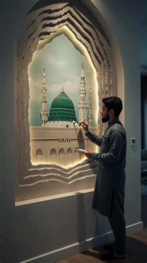Madina Inspired 3D Wall Art | Peaceful Interior Visual #allah #viral