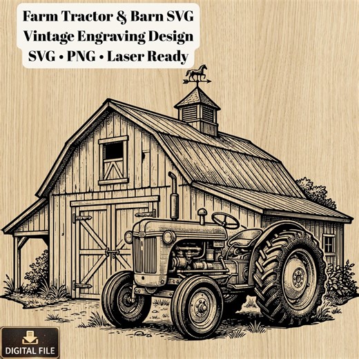 Farm SVG Bundle | Tractor and Barn Svg | Vintage Farm Engraving | Agriculture Svg Files | CNC Laser Cut Files | Rustic Farm Design - Etsy