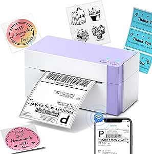Upgraded Wi-Fi Label Maker for Small Business, 100mm/s High-Speed, Wireless Thermal Sticker Printer Compatible with Amazon/Shopify/USPS/DHL/Ebay, 4x6 Label Printer for Shipping Packages