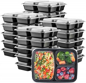 GUSTO Bento Box Meal Prep Containers with Lid 3 Compartment, 24 oz, 50-Pack - Walmart.com