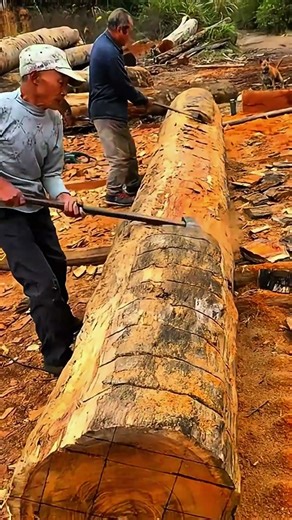 Master Carpenter Chops Massive Timber Beam by Hand! 🪓 Incredible Traditional Woodworking