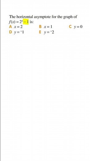 Horizontal Asymptote of an Exponential Function (Know This)