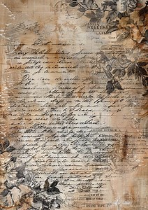 Vintage Script Rice Paper: Sepia Floral Ephemera for Decoupage - Etsy