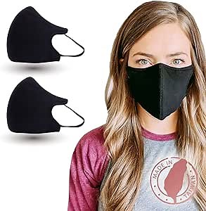 Shero 6-Layer Reusable Copper Infused Face Mask With Nose Wire, Washable, Breathable and Adjustable, 2-pack (Black, M/L)