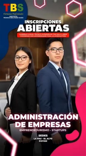 📈🔥 ¡INSCRIPCIONES ABIERTAS 2025! ✨📚 ¿Te apasiona la gestión, el liderazgo, la toma de decisiones y el funcionamiento de las organizaciones? ¡Estudia Administración de Empresas en el Instituto Técnico Boliviano Suizo – TBS! 🌟 ¿Por qué elegir esta carrera? 🏢 La Administración de Empresas es una de las áreas más versátiles y demandadas del mercado laboral 📊 Aprenderás a planificar, organizar, dirigir y controlar recursos dentro de cualquier tipo de organización 💼 Desarrollarás habilidades en