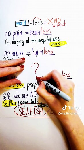 Suffix -LESS and it's meaning #easy #learnontiktok #easyenglish #ENGLISHWITHALINA #englishrapido #english #learning #learn #practiceenglish #viraltiktok #grammar #learnEnglish #exercise #beginnerenglish #suffix #wordformatiin