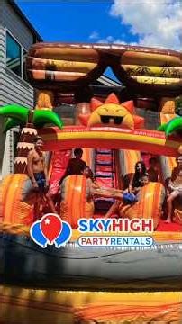 Houston & Katy Water Slide Rental - Sunny Shades Tropical Dual Lane Water Slide with Pool