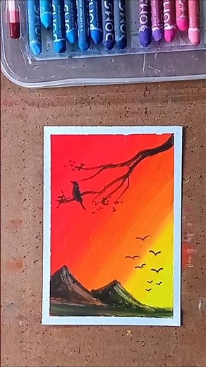 Easy Sunset Scenery Drawing for Beginners