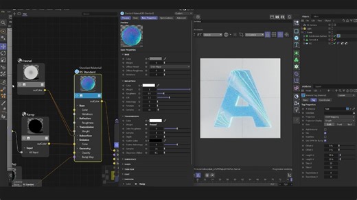 Cinema 4D 2025 中的 Redshift 炫酷半透明的节点着色器如何使用，这个教程教会你，新版本的c4d和redshift结合做出飞纸动画。