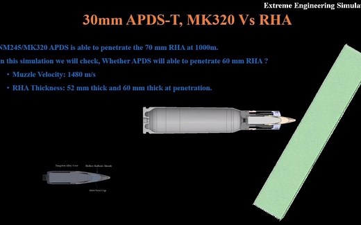 30毫米 APDS-T MK320 VS 轧制均质装甲