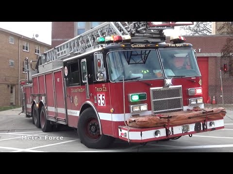 Chicago Fire Dept Truck 55 (Spare) & Engine 119 (Spare) Responding/ Held