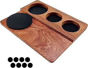 Tamping Station,Espresso Tamping Mat,Wooden Tamping Mat for 51/54/58mm Portafilter,Tamper,Distributor,Puck Screen and Portafilter,Tamp Station for Barista Tool Home Bar Coffee Shop Espresso Accessory