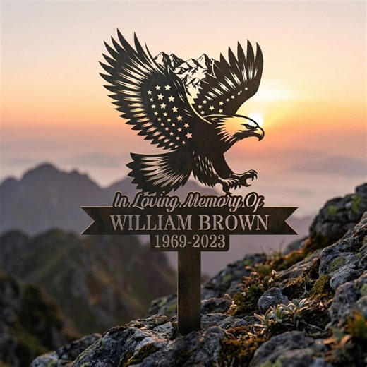 Eagle Mountain Memorial Metal Sign, Custom Grave Marker, Outdoor Tribute Yard Decor - Etsy