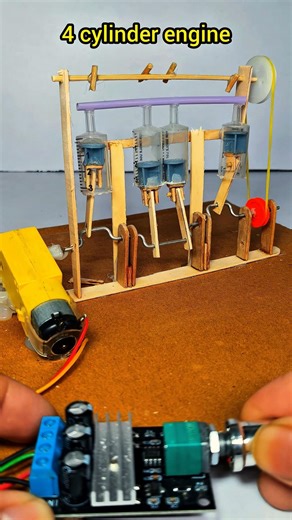 Homemade 4 cylinder engine #project​ #experimnent​ #youtubeshort​ #shorts