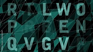 Abstract text in motion dynamic letters changing create artistic chaos. Unpredictable letter chaos animated alphabet and random characters in flowing composition