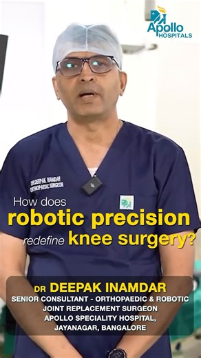 Apollo Hospitals | India’s Leading Healthcare Network on Instagram: "Revolutionising knee replacement with precision and technology! Dr. Deepak Inamdar takes you through the MAKO Robotic Knee Replacement Surgery, where innovation meets care. Discover how this advanced robot ensures quicker recovery and enhanced accuracy. #ApolloHospitals #TouchingLives #BeProHealth #MakoRobotics #KneeReplacement #MedicalInnovation #DrDeepakInamdar"