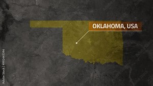 Map of Oklahoma, USA - Map Animation - Oklahoma GIS from World Map - Vox Map Style - State of USA - Infographic & Documentary Ready - 4K