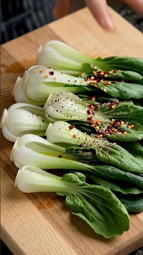 5-Minute Crispy Bok Choy Recipe 🤤 | Healthy & Tasty!Restaurant Style Roasted Bok Choy at Home 🥬✨