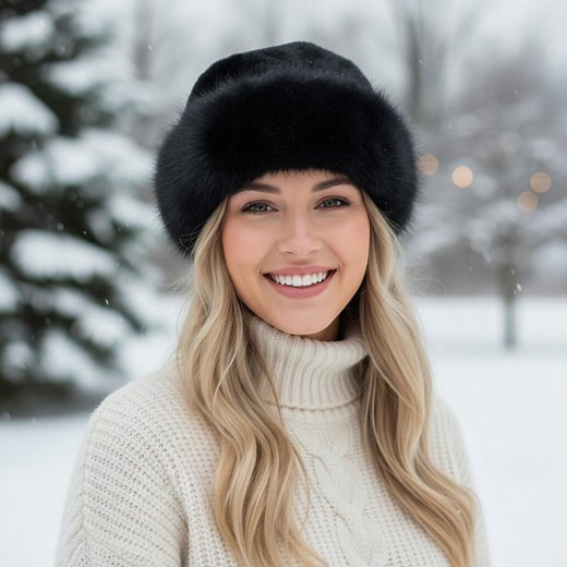 Black Faux Fur Bucket Hat: Plush Fluffy Wide Brim Winter Hat - Etsy