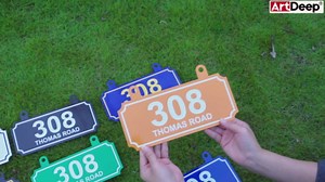 Hanging Address Sign,Large House Number Sign,Address Plaque for Outdoor Lamp Post,Light Post,Door,Mailbox Post,24 Colors & Multiple Fonts,Super Reflective,Double Sided with S-Hooks