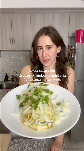Quick and Easy Jumbo Salsa Verde Creamy Chicken Enchilada