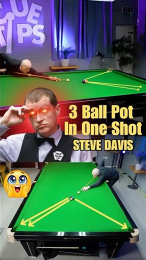 Steve Davis Pots 3 Balls in One Shot! | Incredible Snooker Skill (Credit: Stephen Hendry Cue Tips)