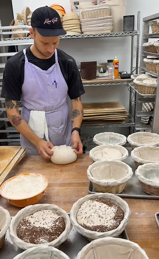 14K views · 1.2K reactions | Shaping up some beautiful doughs today - these are 25% Ohio organic whole rye flour, our black mountain. This is our other main shaping method, which we use for sesame, olive polenta, and other loaves. Keep it simple! | Dan the Baker | Facebook