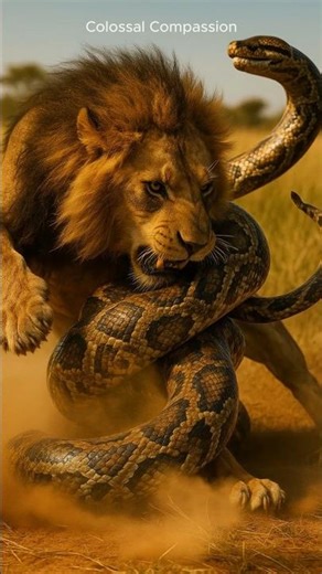 Lion vs Giant Python —The Escape That Shocked the Savanna! #wildlife #animals #rescueefforts #shorts