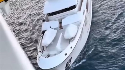 Moment out of control £10m superyacht crashes into 225,000-ton cruise liner