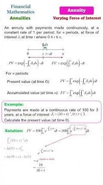 Annuities: 11 Varying Force of Interest