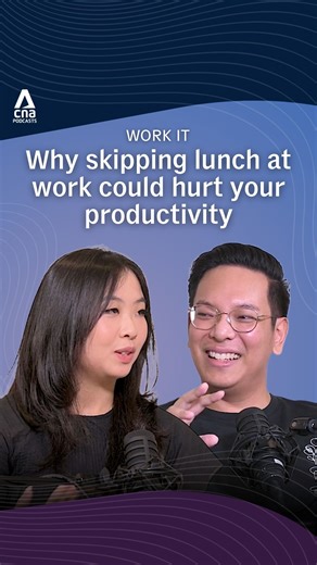 Have a habit of skipping lunch or eating at your desk while working? Doing so may actually lower your productivity, says CNA TODAY journalist Tang Jia Wen in the latest episode of Work It. She tells host Nat Fetalvero why experts strongly suggest taking a mid-day break. #workitpodcast #work | CNA
