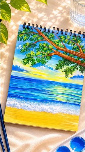 Acrylic Beach painting | painting for beginners | acrylic painting | painting ideas | beach painting