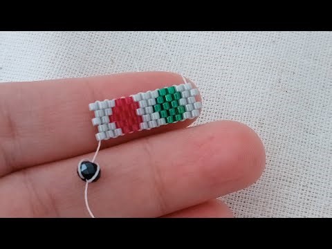Beaded Heart Bracelet Tutorial. Odd Count Peyote Stitch Beading Tutorial. #beads #diy #jewellery