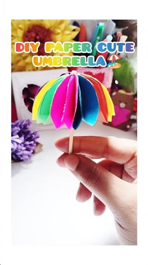 DIY PAPER CUTE UMBRELLA 🏖️🌈Easy & Colorful Craft Idea💡#diy #crafting#youtubeshorts #viralshorts#art