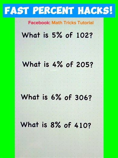 1.1K views · 72 reactions | Fast Percentage Hacks - Simple Math Tricks!  | Math Tricks Tutorial | Facebook
