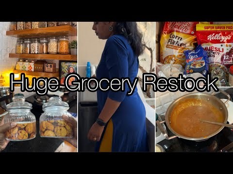 Monthly Grocery Restock + Meal Prep Routine | DMart Haul | Indian Kitchen Organization 🛒✨