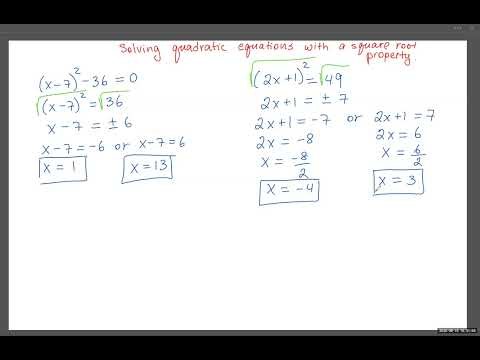 Solving quadratic equations with square root property