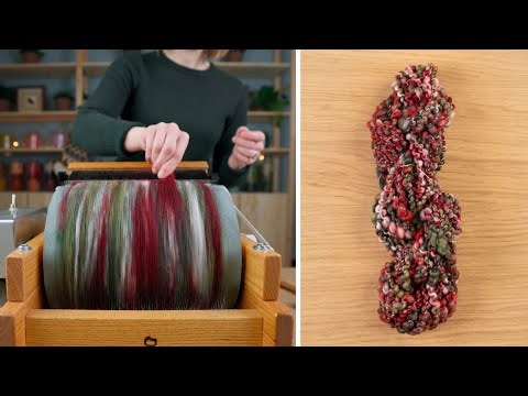 Making Christmas Yarn! (carding & spinning, no talking)
