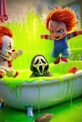 Pennywise vs Ghostface vs Chucky Slime Edition #shorts 💚😂