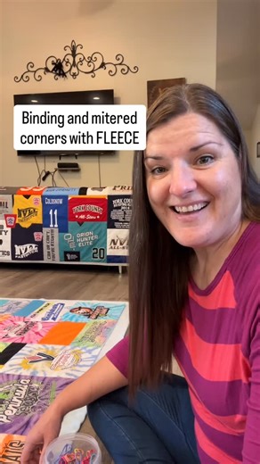 One Sweet Day memory quilts on Instagram: "Using the fleece backing, as the binding, and how I do the mitered corners on my memory quilts! Hope this answers some questions! 﫶 #binding #memoryquilt #tshirtquilt #quilt #"