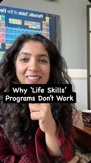 Vaish Sarathy, Ph.D. | Learning Consultant - Autism on Instagram: "“Focus on life skills. Academics can wait.” This advice is everywhere in special education for autistic students and learners with Down syndrome. And it rarely works. Here’s the part no one says out loud: most life skills programs don’t actually build life skills. Why? Because life skills goals are usually assigned when a student has limited or unreliable communication. But if a program cannot support communication, it also does 