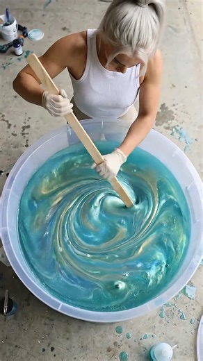 Making a GLOWING Resin Waterfall (Satisfying Process) 🌊✨#diy #shorts