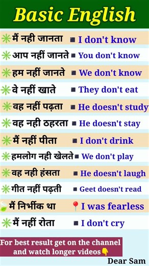 Don't/Doesn't का इस्तेमाल कैसे करोगे? सीखें कुछ Basic English sentences #englishguru #shorts