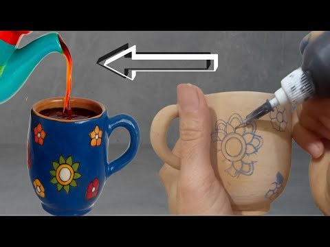 Handcrafted enamel Cup | Persian Enamel Art Tutorial | DIY Painted Clay Mug"